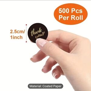 Black and Gold Thank You Stickers - 500 Pcs